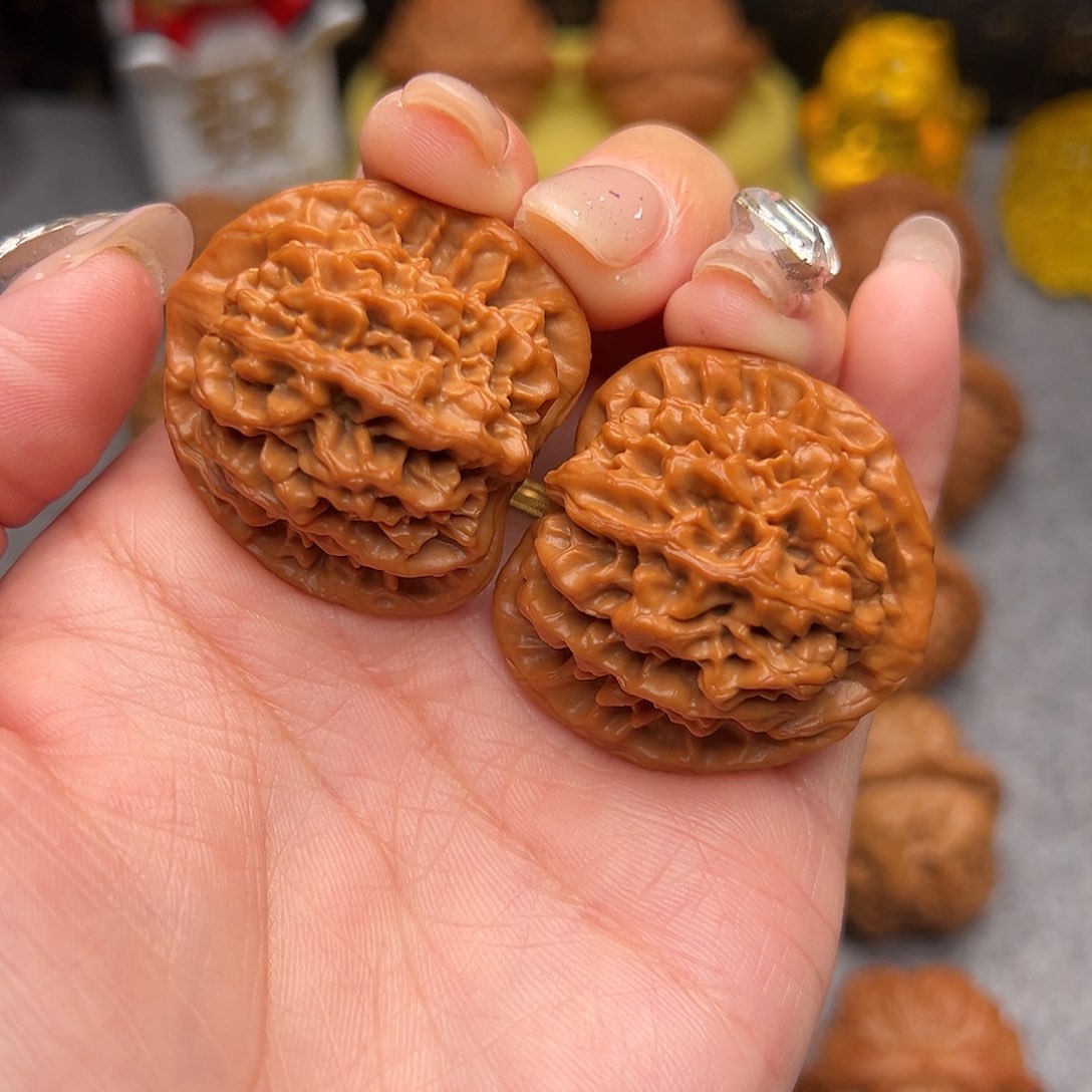 把件文玩核桃盘*盘毕业精品精配三角秦闷36全品