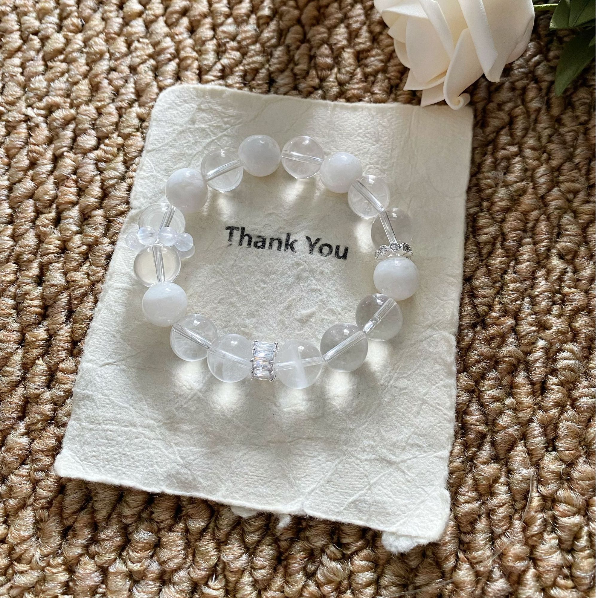 拍3件【山中雪】白水晶白幽灵雪花幽灵多宝手串手链