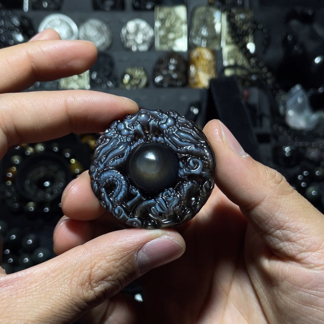 黑曜岩珠宝奇石未镶嵌淉*
