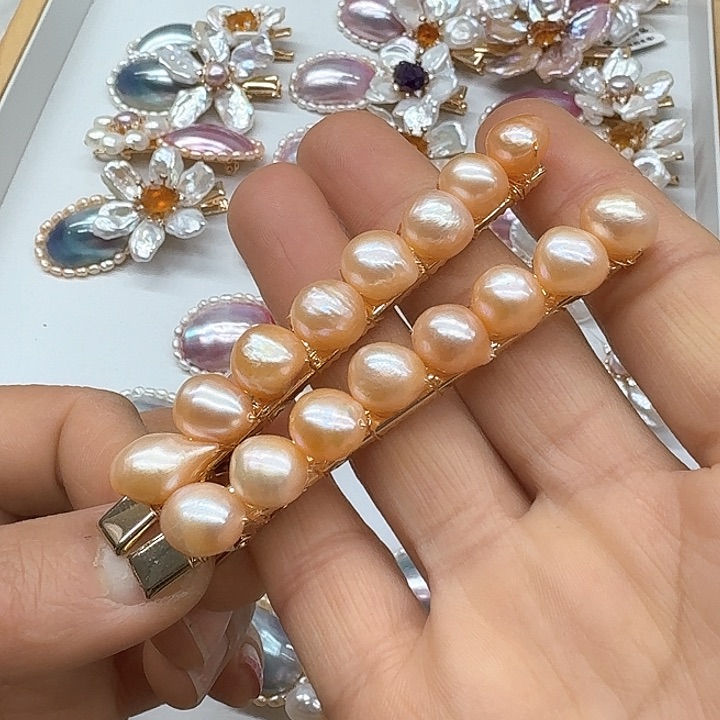 淡水珍珠发饰银S925镶嵌