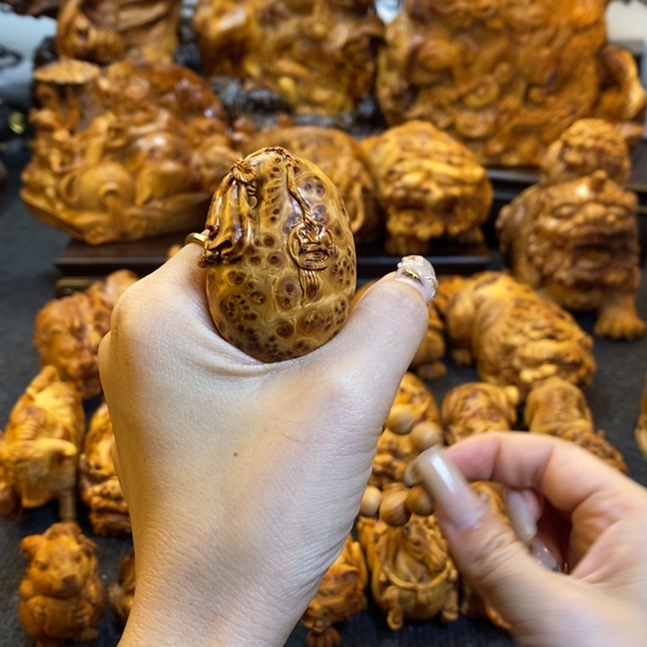 子***爸柏木钱袋子手把件手把件