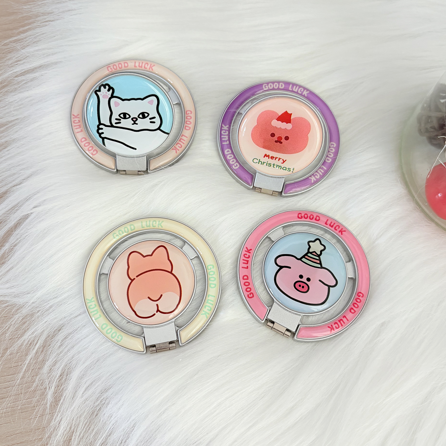 金属卡通表情磁吸手机支架便携折叠支持横竖屏桌面懒人追剧强磁款