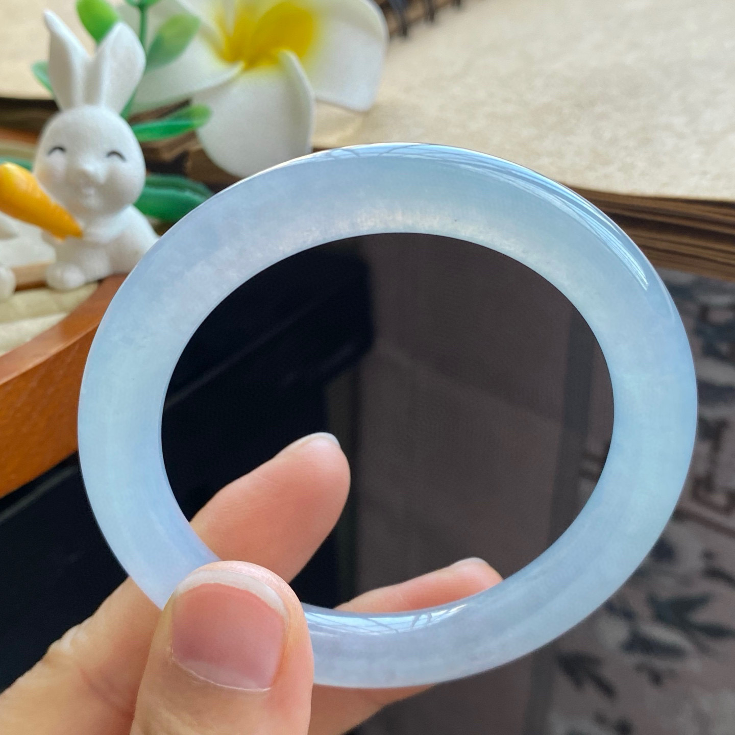 2.7批367号手镯53.8-8.9-9.1 冰果冻圆条！似有若无的朦胧绿意！