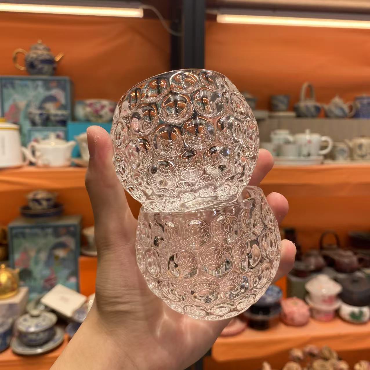 茗香瓷器 玻璃圆点杯（两个）-6160（直播专享）