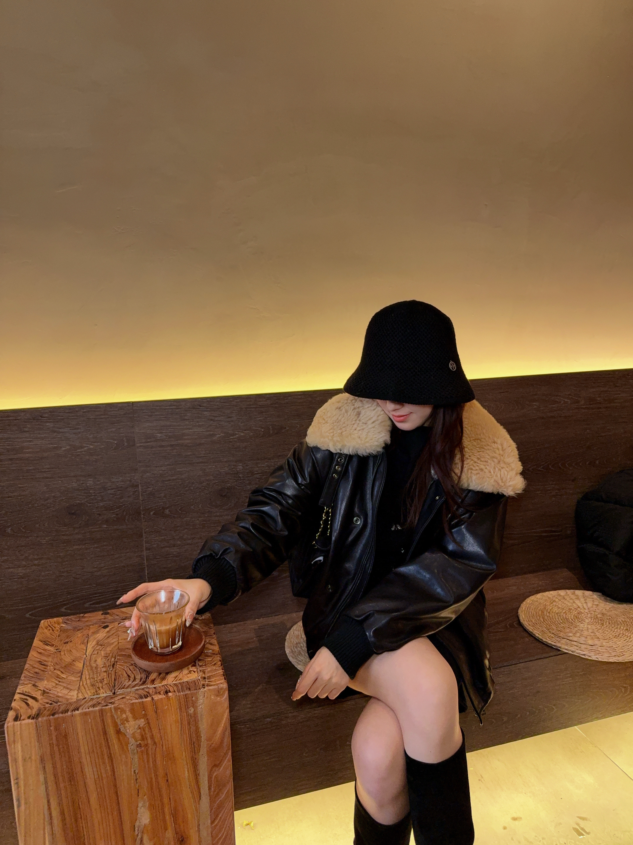 新款羊皮拼接羊羔毛外套