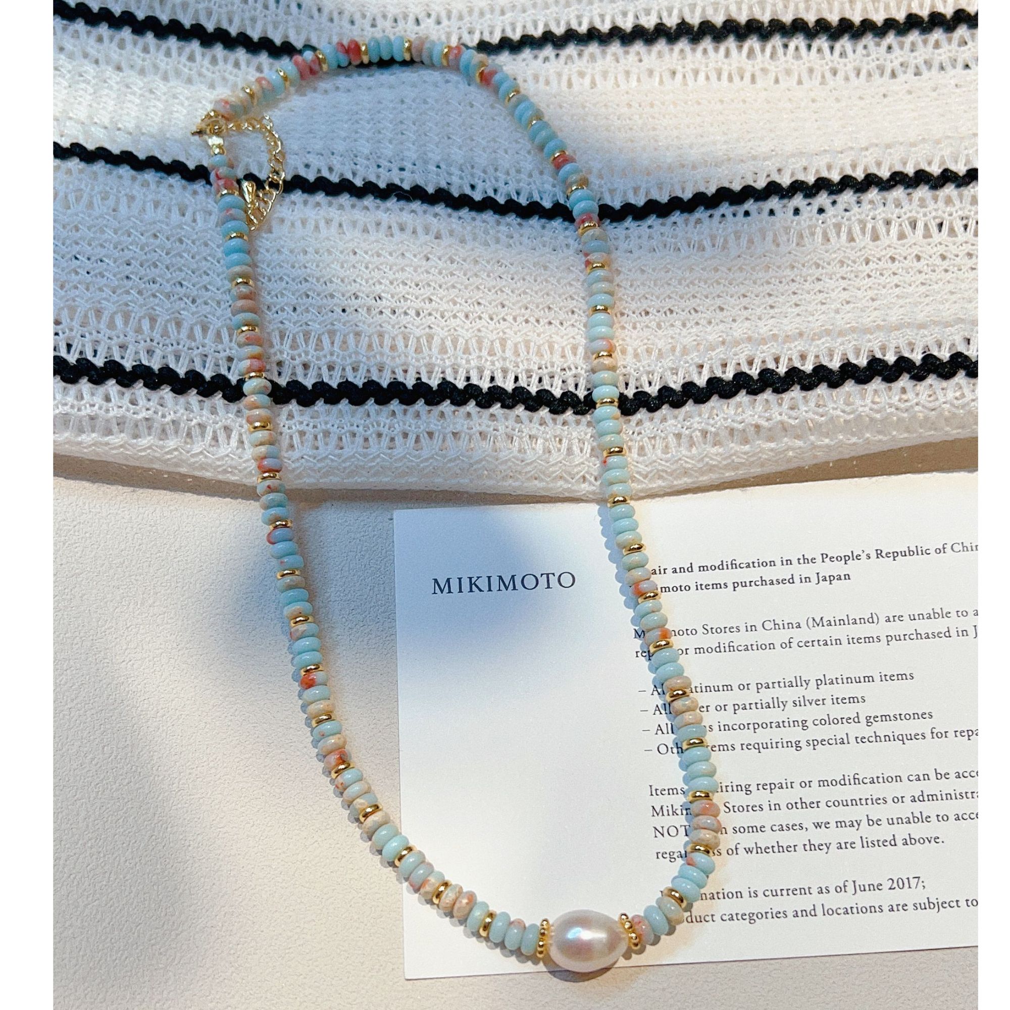 【文创】ZF【寿山珍珠项链蓝色】qjlp花瓶装饰桌面摆件#62217