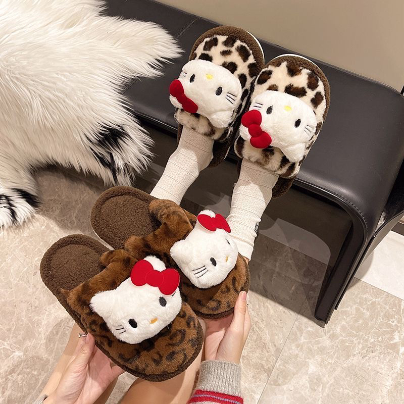 可爱猫咪风高颜值复古百搭包头毛毛拖鞋居家室内保暖棉拖