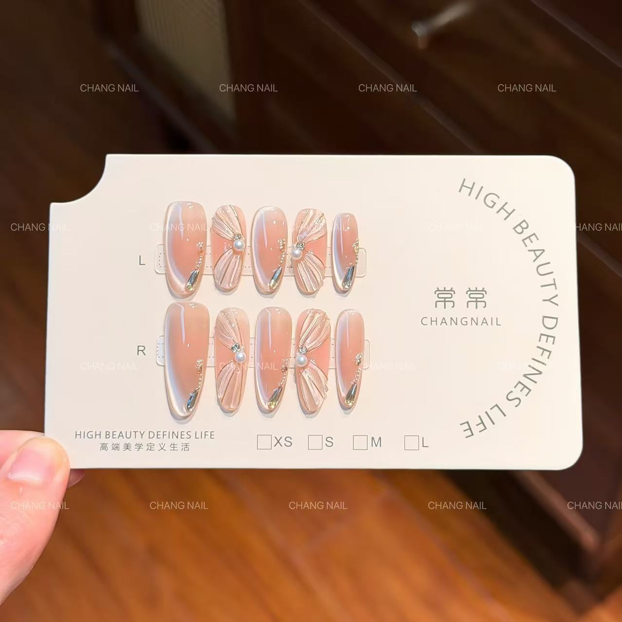 云纱贝母-fritillaria-纯手工穿戴甲粉色优雅气质千金感 10片装