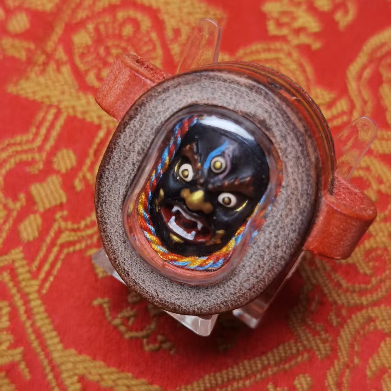 手工牛皮壳彩绘药泥擦擦吊坠  双面白往黑归 3×3.2×2.3