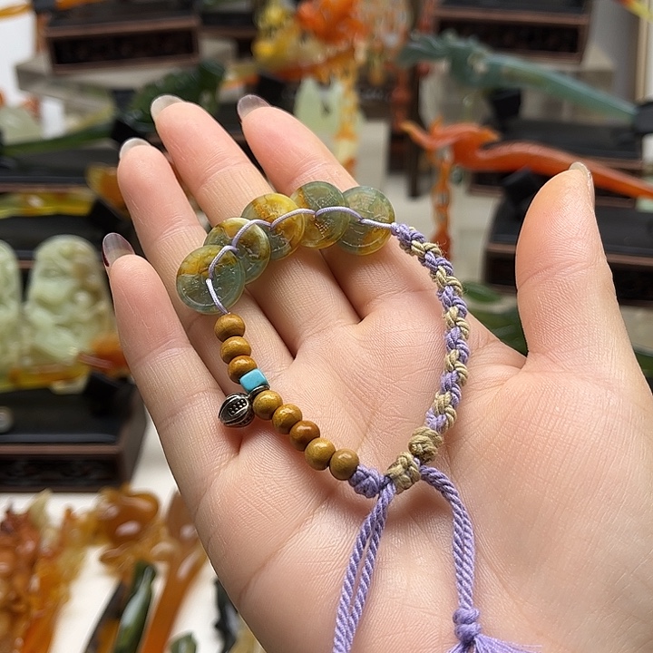 蛇纹石玉岫玉手链未镶嵌