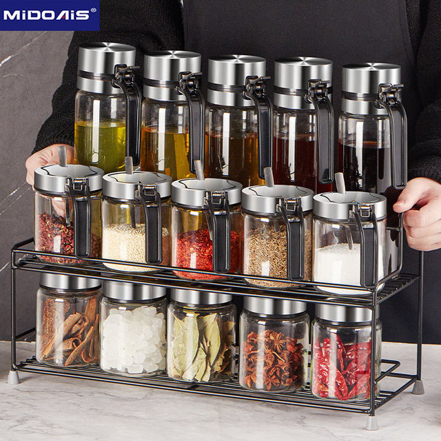 调料盒套装盐调料罐收纳盒家用玻璃瓶轻奢调味瓶罐组合装厨房用品