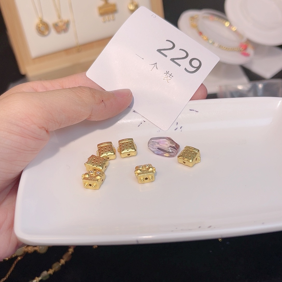 紫晶珠宝半成品银S925镀金镶嵌229