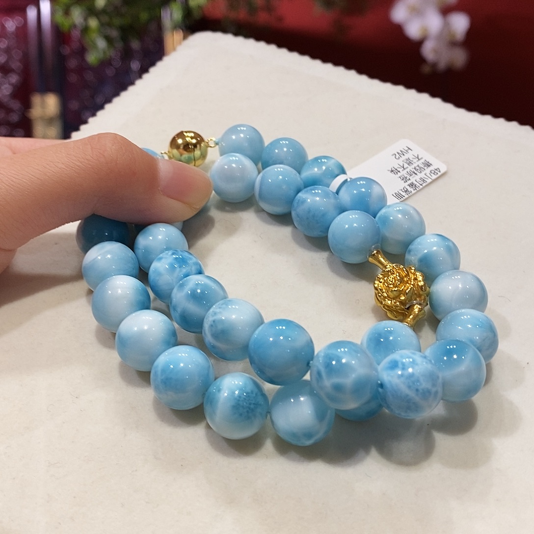 针钠钙石（海纹石）未镶嵌手串