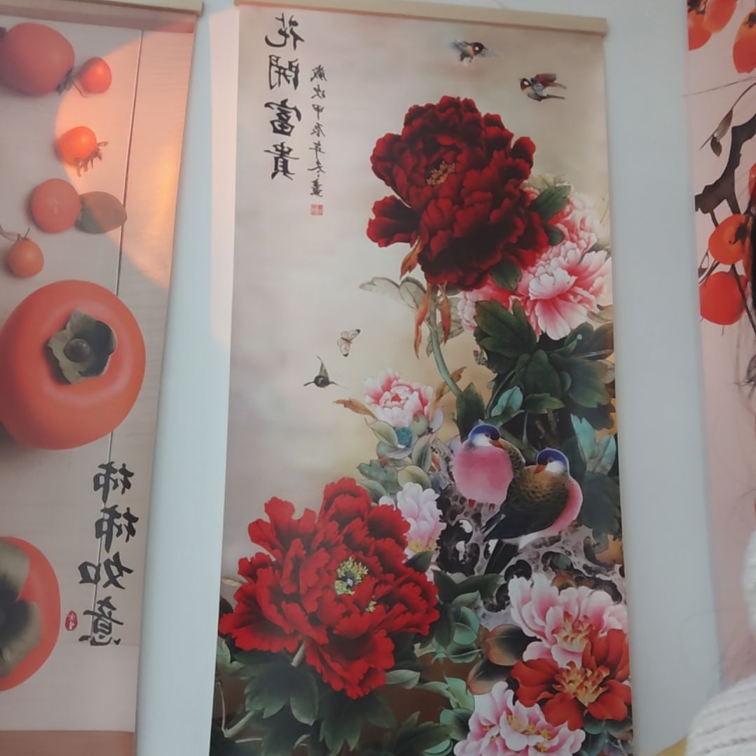 布实木挂轴中间油画布