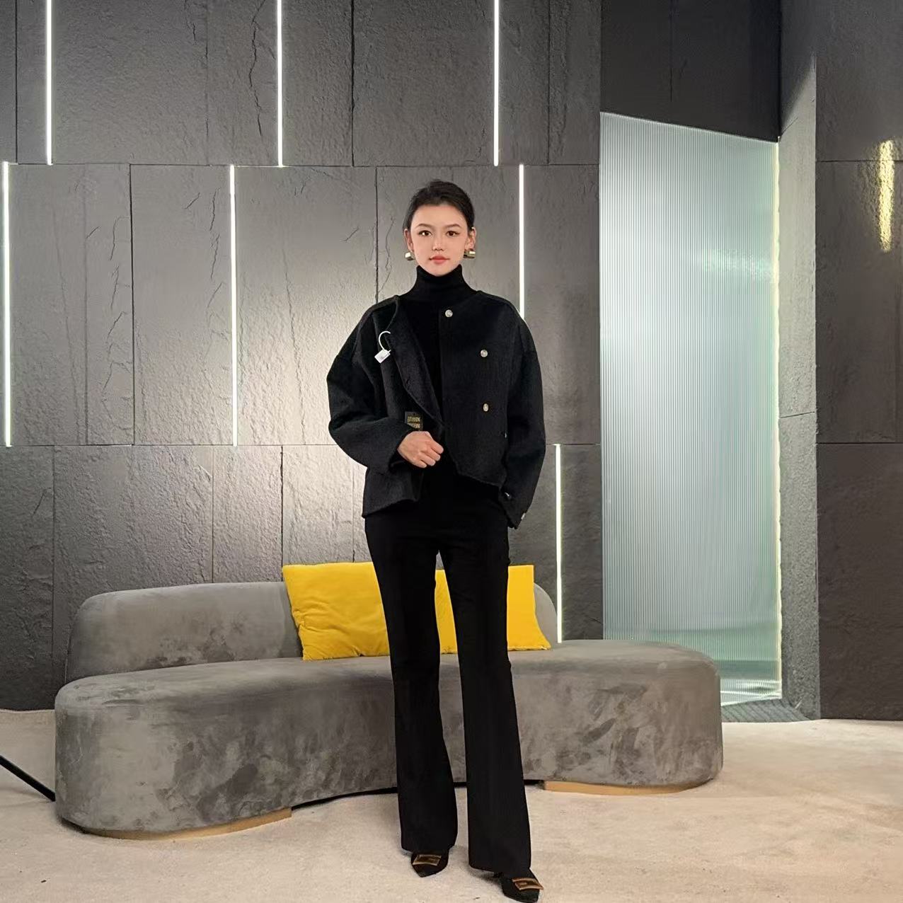 Falaibang/法莱邦2317黑色羊毛大衣