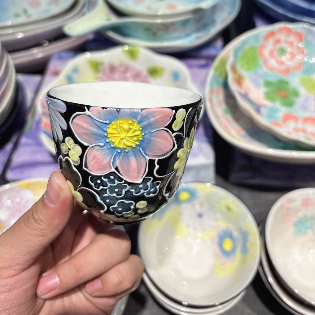 濑户烧  墨韵繁花杯子