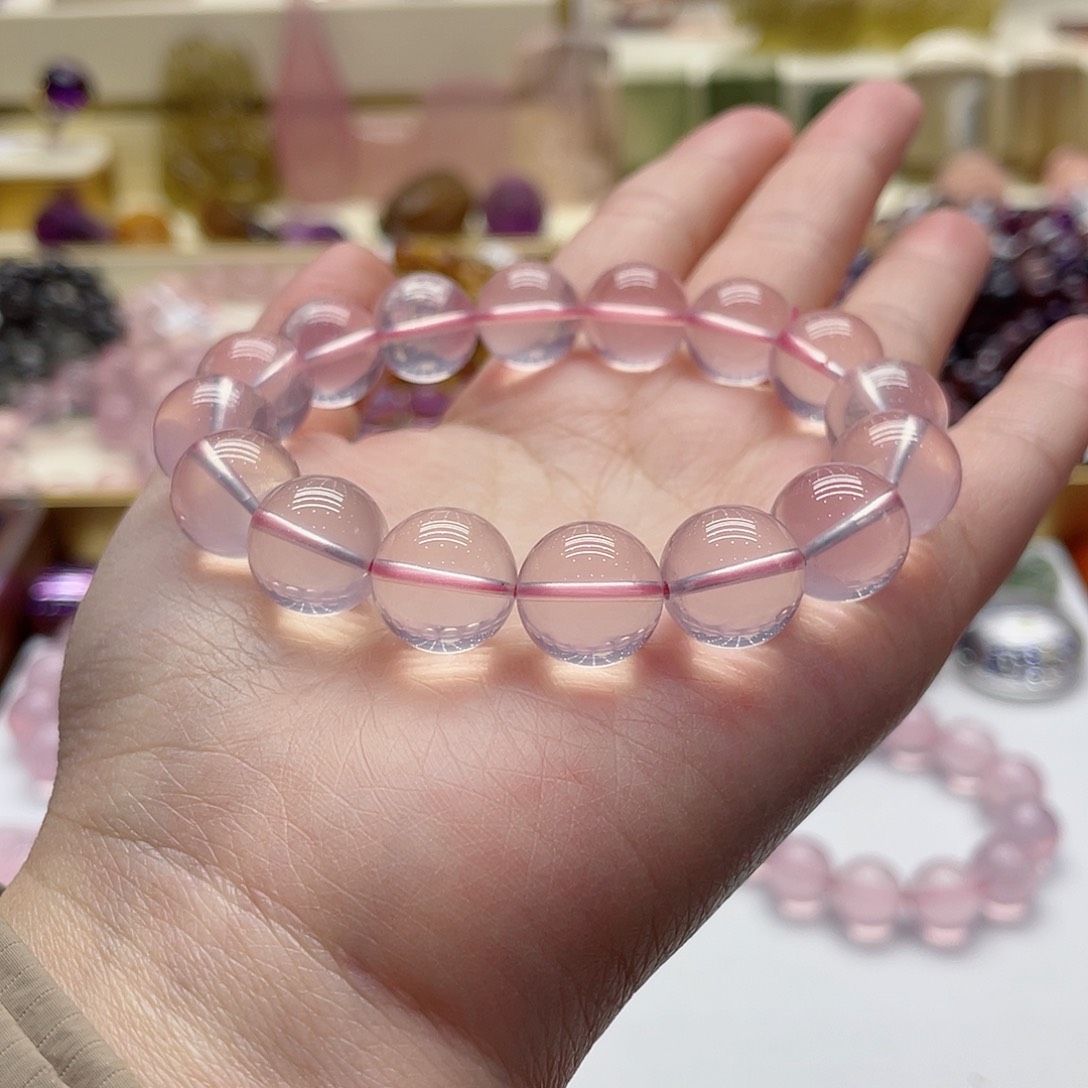 芙蓉石手链未镶嵌粉晶