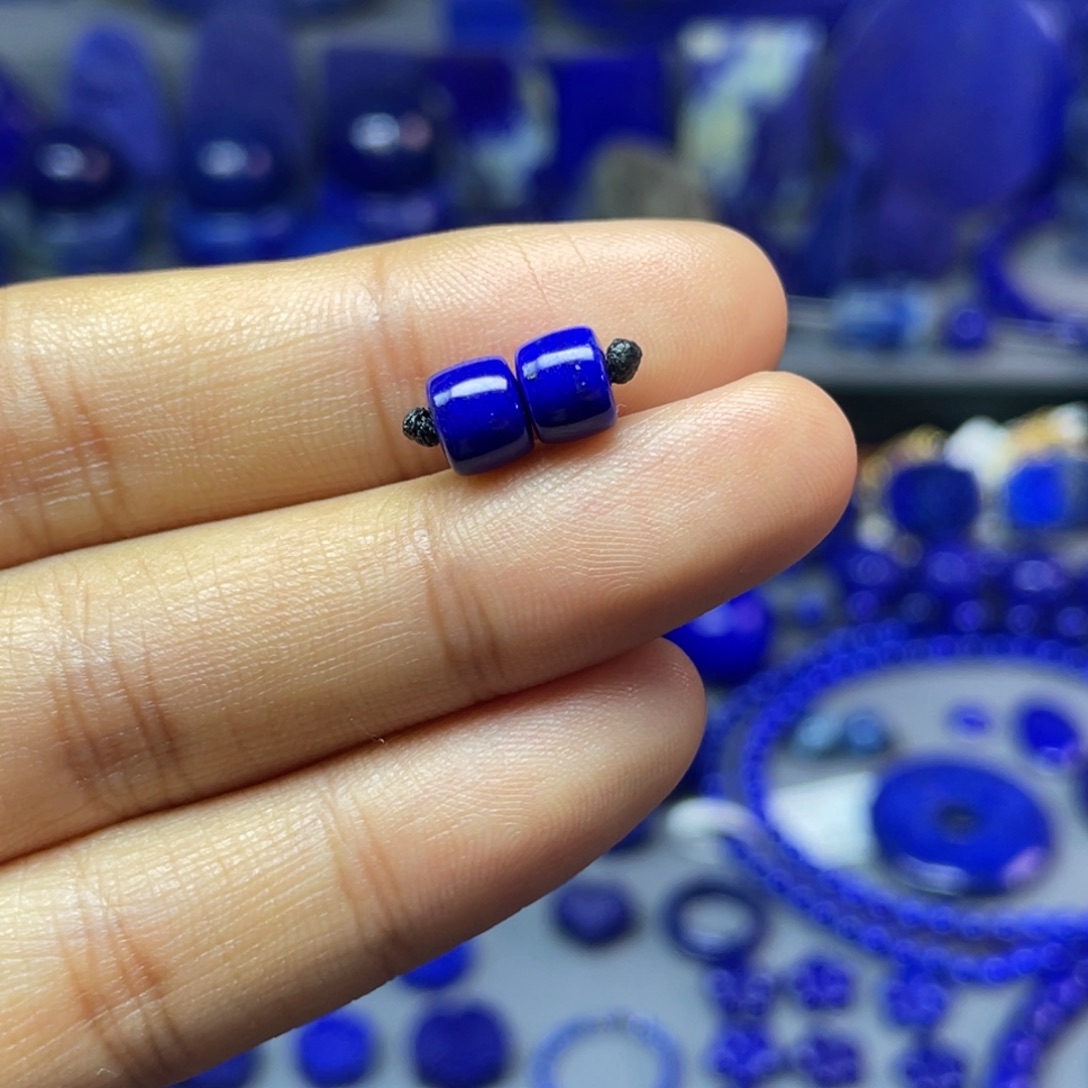 青金石未镶嵌6×4mm直切对珠