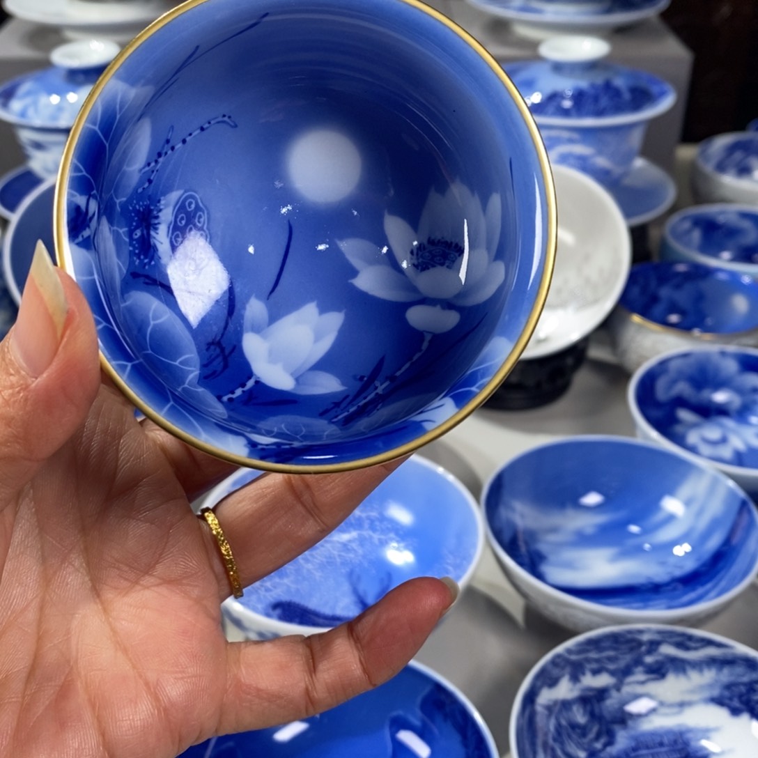 青花荷花主人杯杯