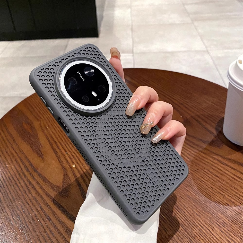 肤感散热手机壳适用小米/荣耀/vivo/华为Mate70pro磨砂蜂窝透气