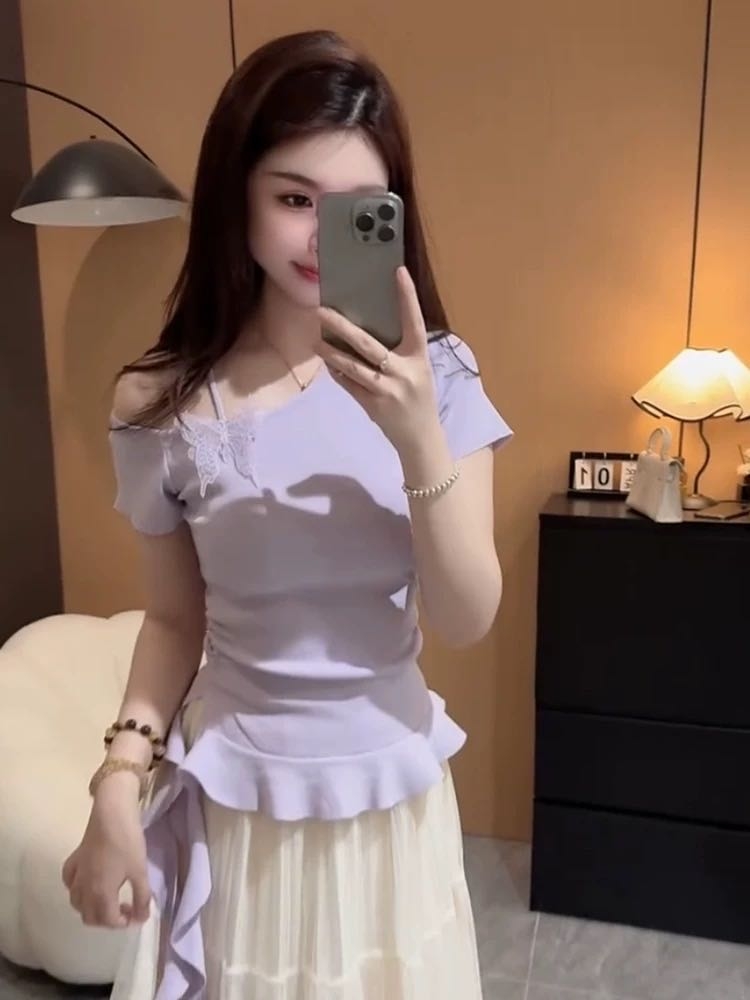 球球小弟 【1-135】编码 新款辣妹气质纯欲夏季修身显瘦小众上衣