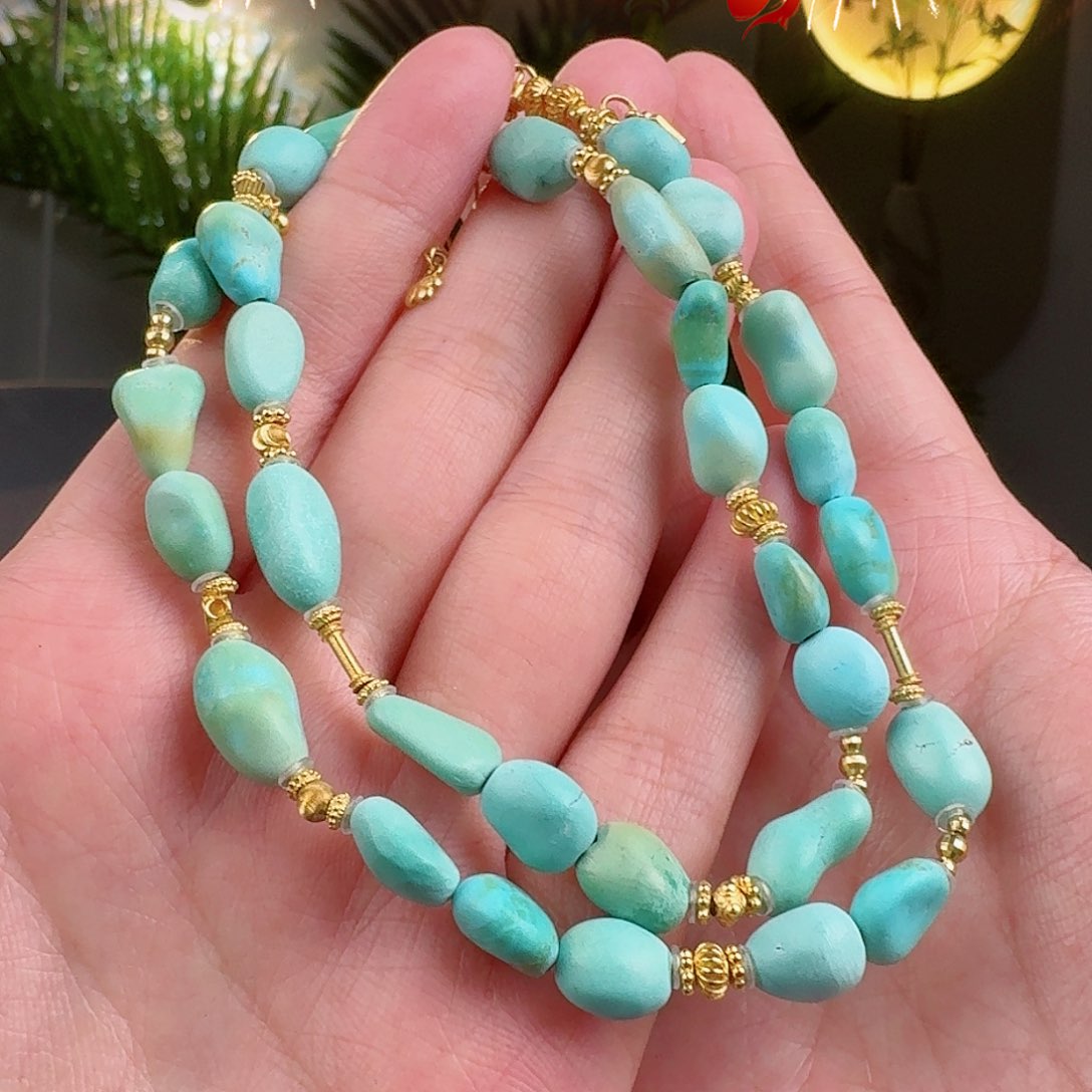 绿松石珠宝奇石18K金镶嵌