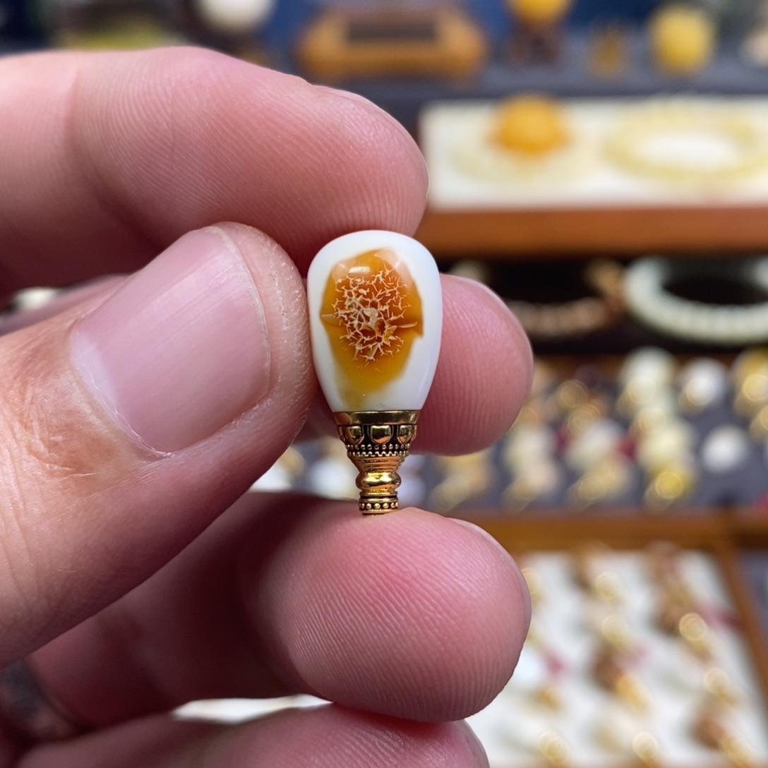 蜜蜡未镶嵌裸石配饰三通尺寸9.2