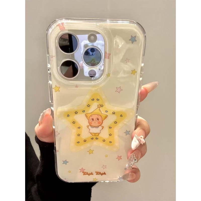 可爱星星小人适用苹果16Promax大孔15手机壳vivo华为oppo小米15女