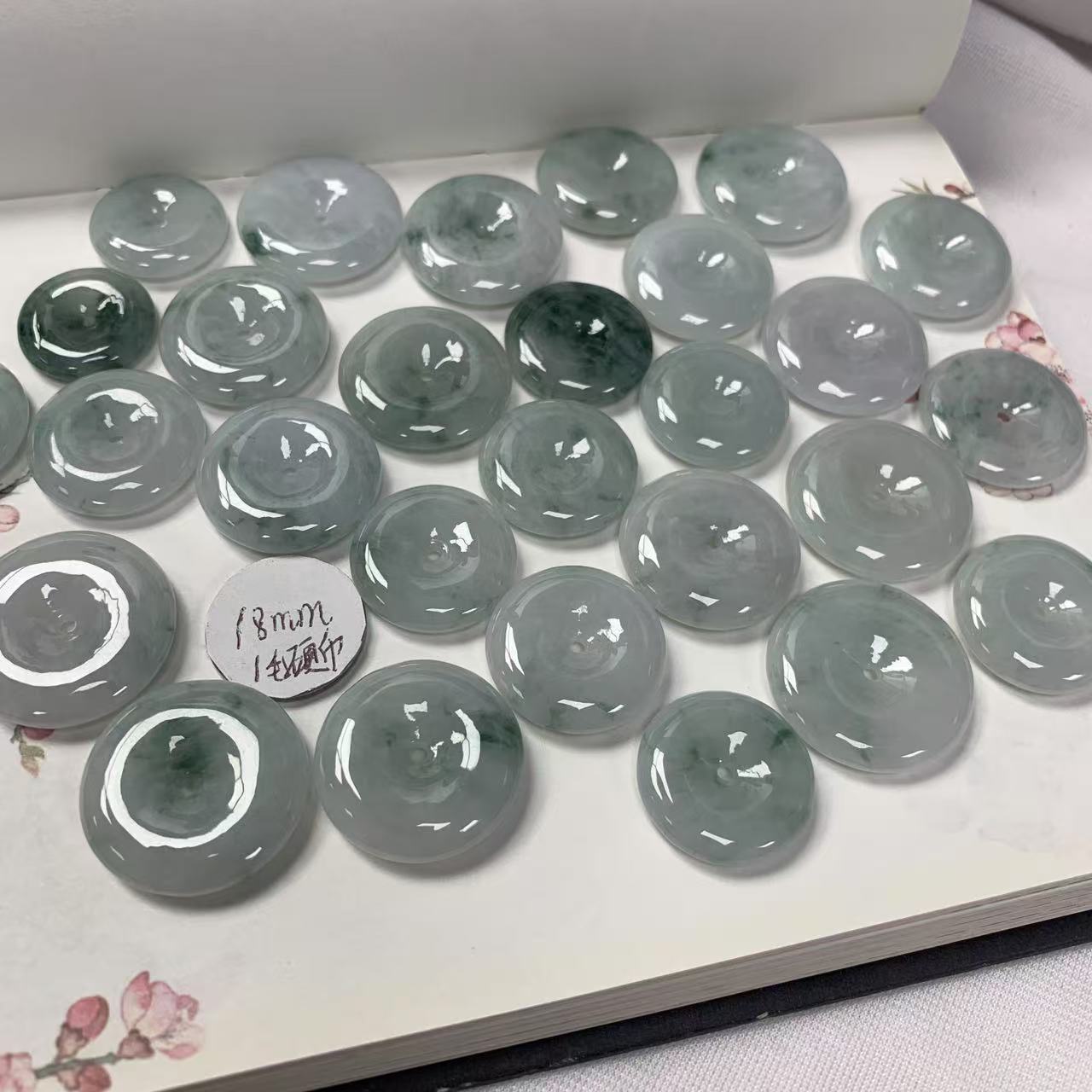 缅甸天然A货糯种飘花冰透时尚平安扣玉坠-多样性发其一