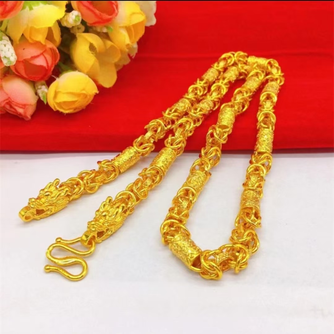 矿金 【龙柱项链】2025新款男士金色霸气不掉色百搭链