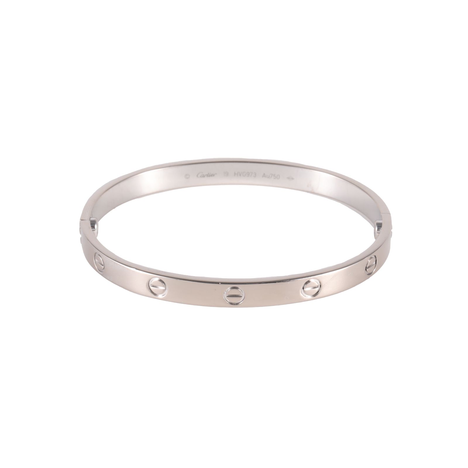 95新 Cartier/卡地亚 花花LOVE 宽版手镯 18K白金 19号