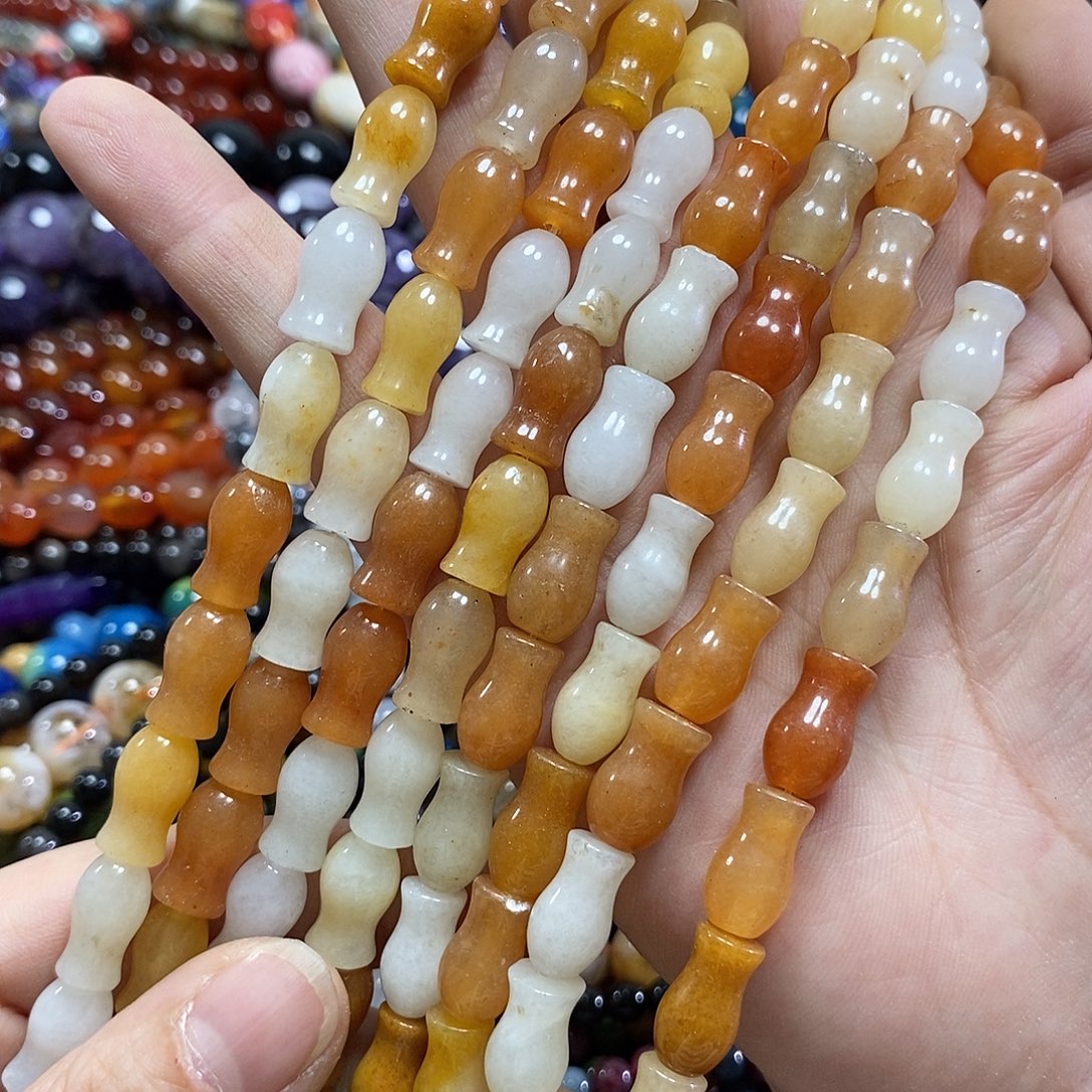 玛瑙/玉髓未镶嵌珠宝半成品金丝玉花瓶一条卡8*14mm