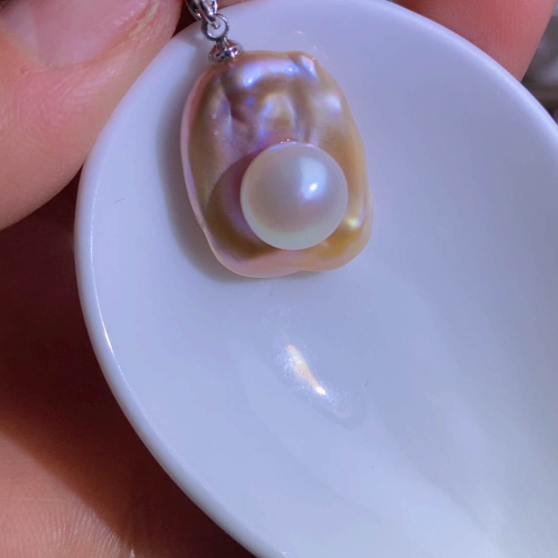 银S925镶嵌天然淡水珍珠淡水珍珠