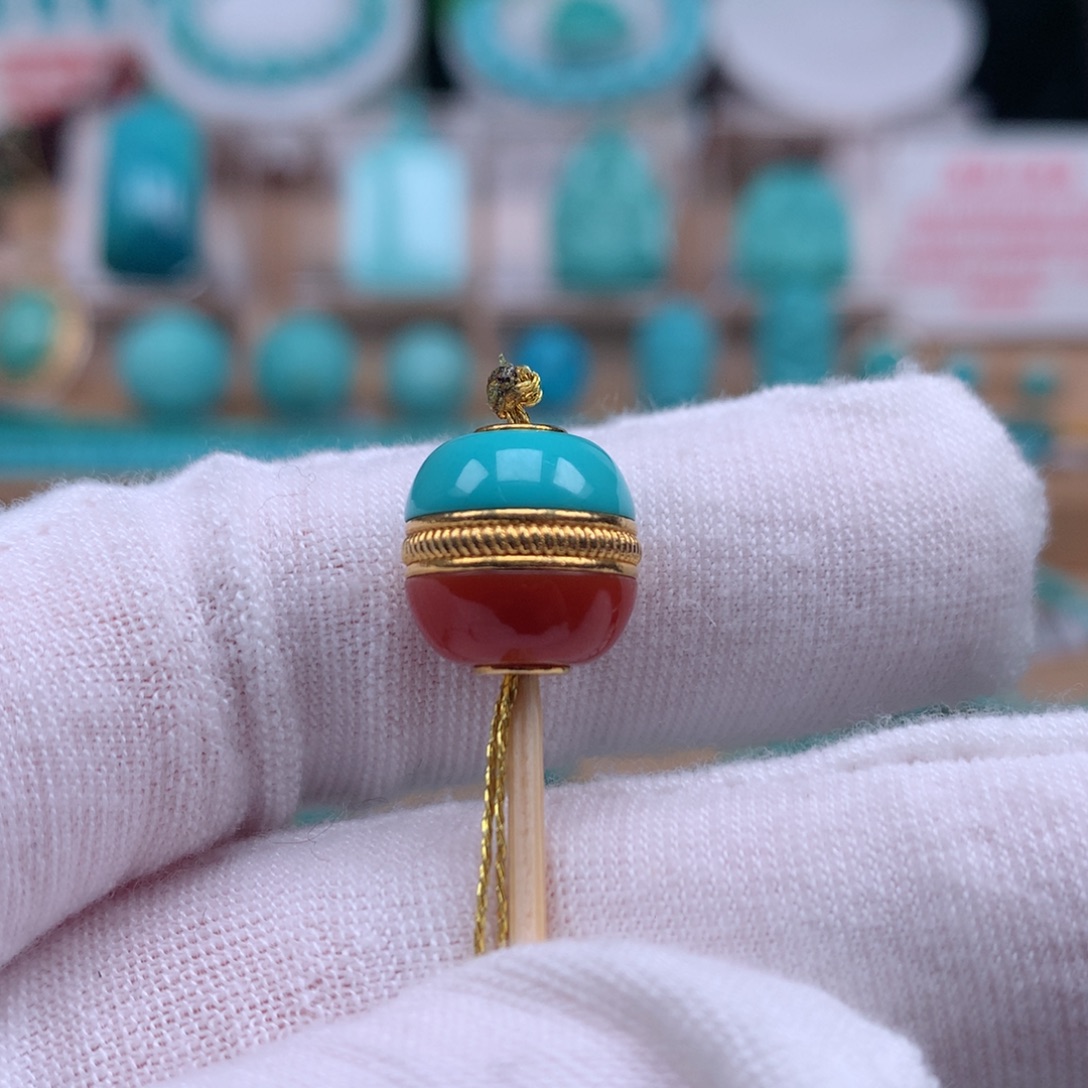 绿松石18K金镶嵌珠宝奇石12mm