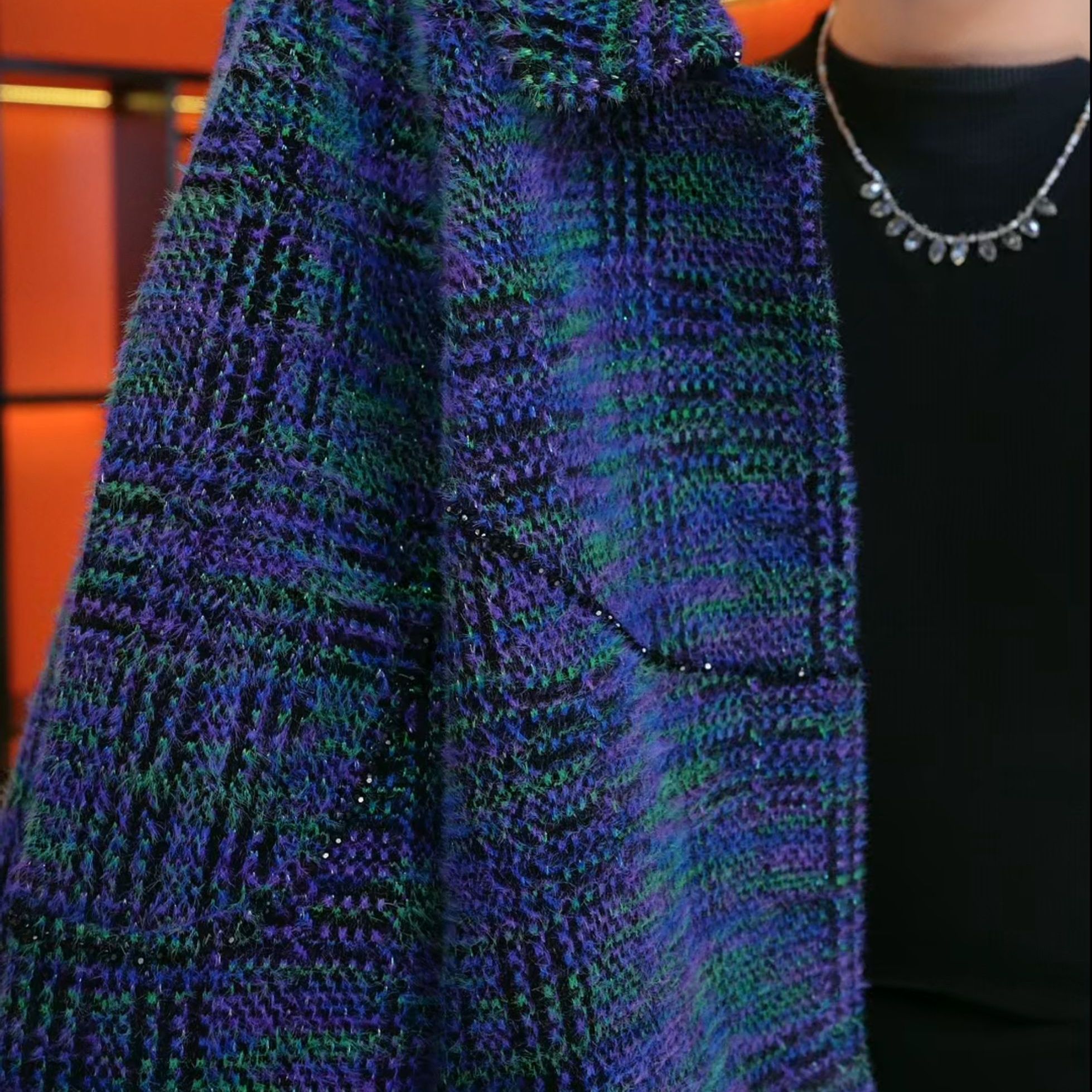 杭州专柜正品2025秋冬新款宝石蓝显瘦外套小香风