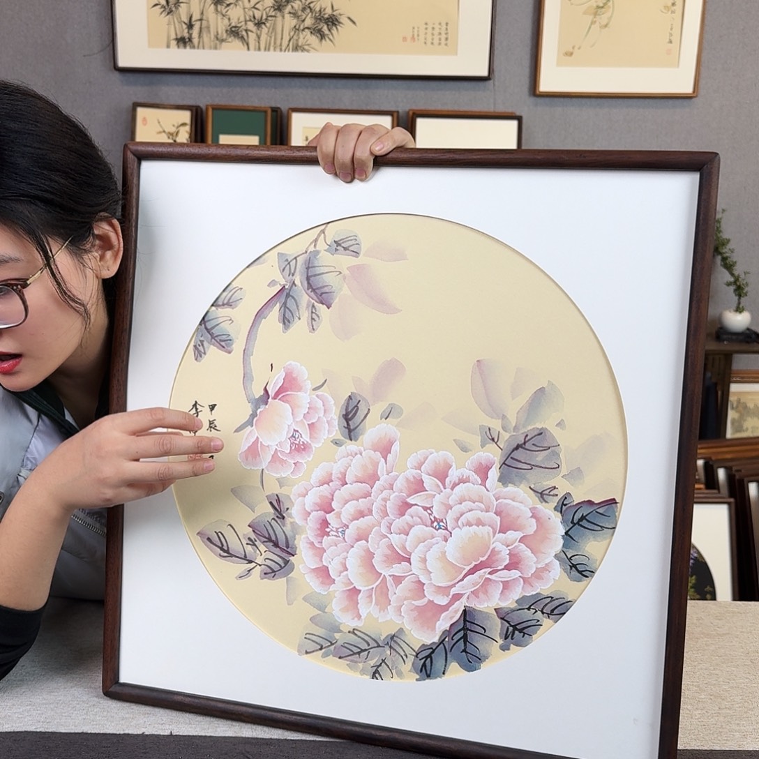 国画手绘带框尺寸： 36*69