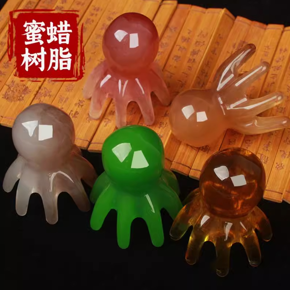 【2个装/蜜蜡树脂】章鱼按摩梳头部经络按摩器头皮穴位头疗梳