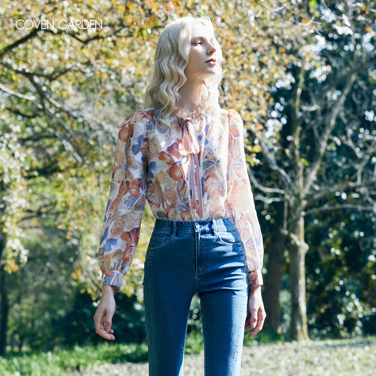 【CC王专属】哥文花园木耳边蝴蝶花长袖衬衫女小众CLA1011400