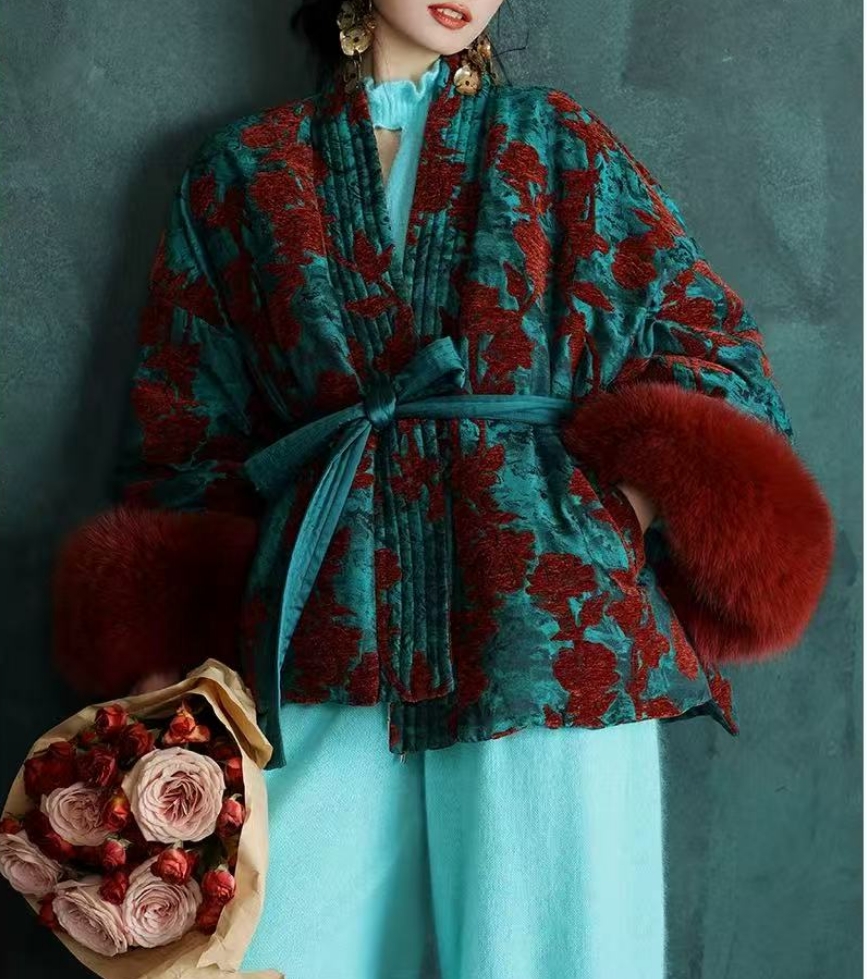 【NA家】宽松型印花冬季外套款V领网红女