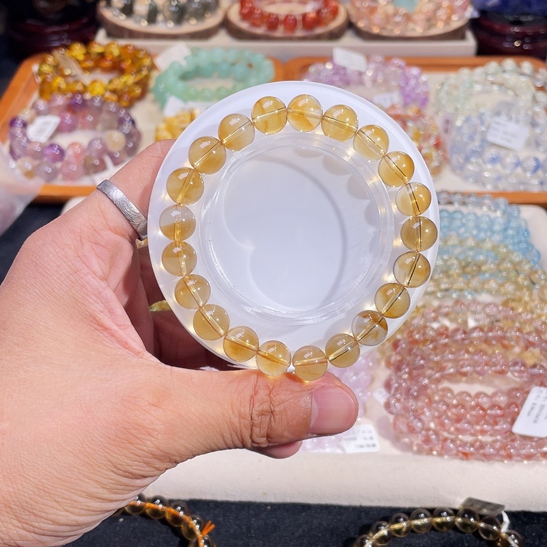 未镶嵌水晶手链暴力黄水晶9.5mm