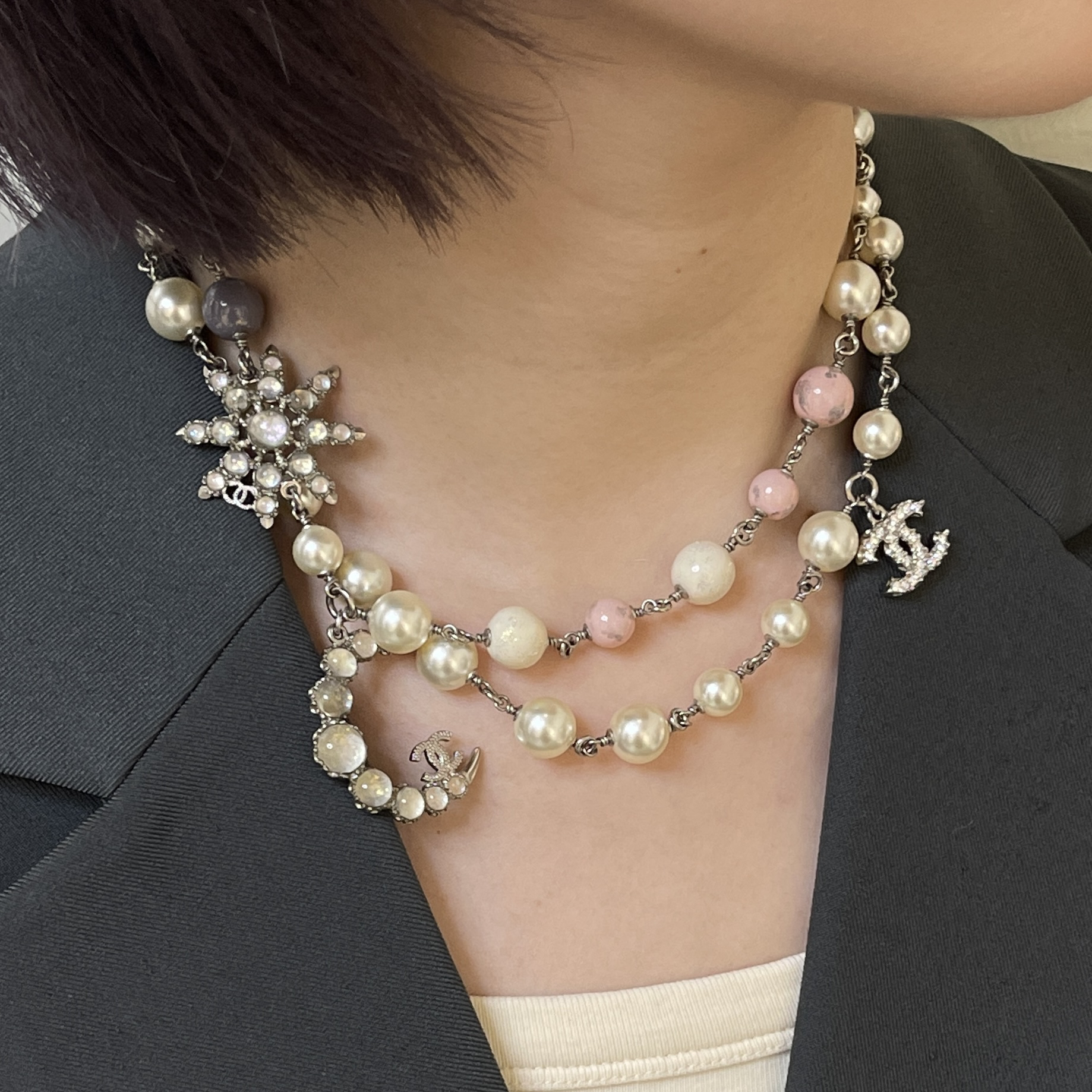 95新 Chanel/香奈儿 17k地控系列星月双层珠项链 2504326