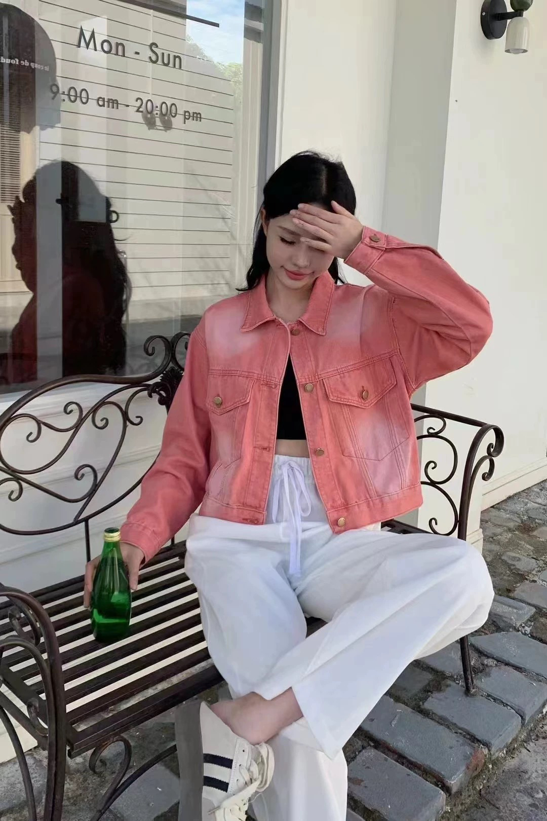 短款粉色牛仔外套女宽松bf慵懒风2025新款春夏爆款小个子复古上衣