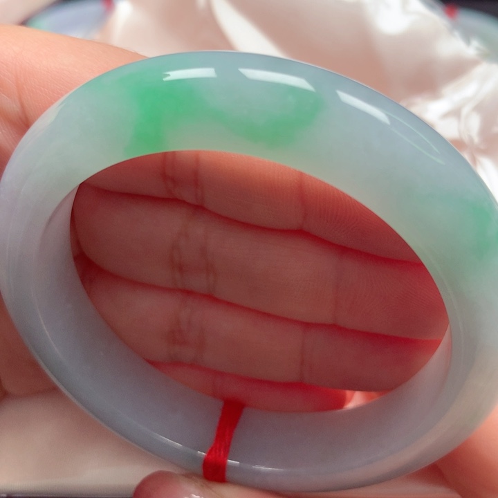 翡翠手镯未镶嵌冰胶阳绿36