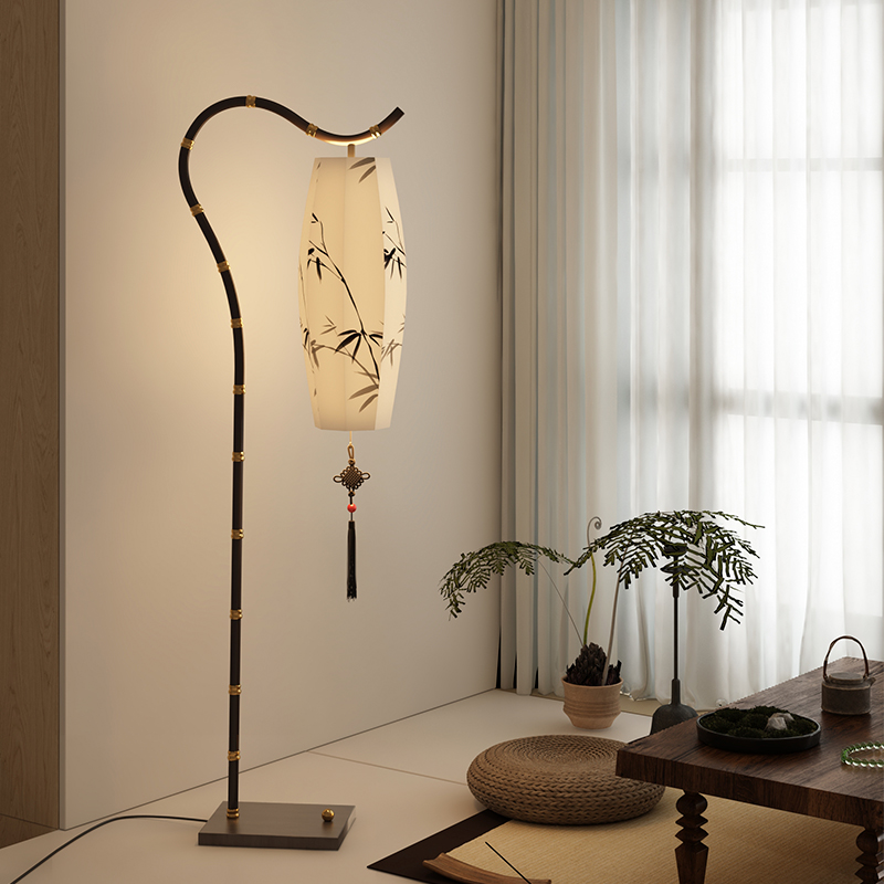 中古风简约现代客厅灯具复古书房卧室灯创意个性布艺新款中山灯具