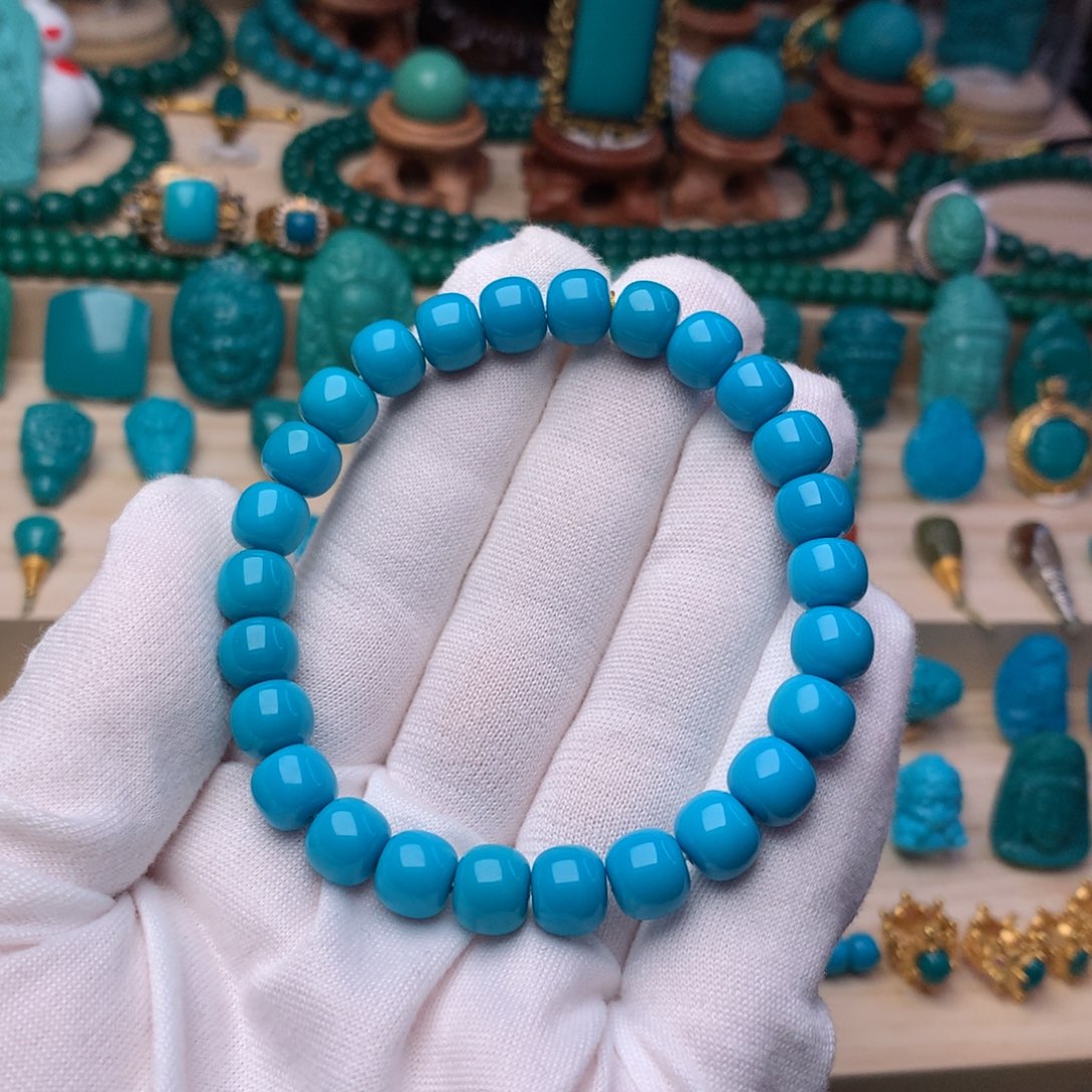 绿松石珠宝奇石未镶嵌云盖蓝8m m