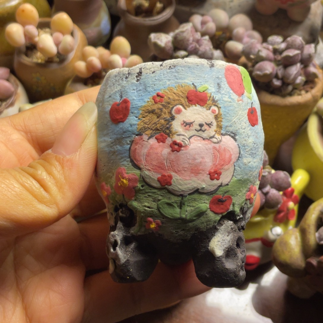 盆纯手工手绘盆子