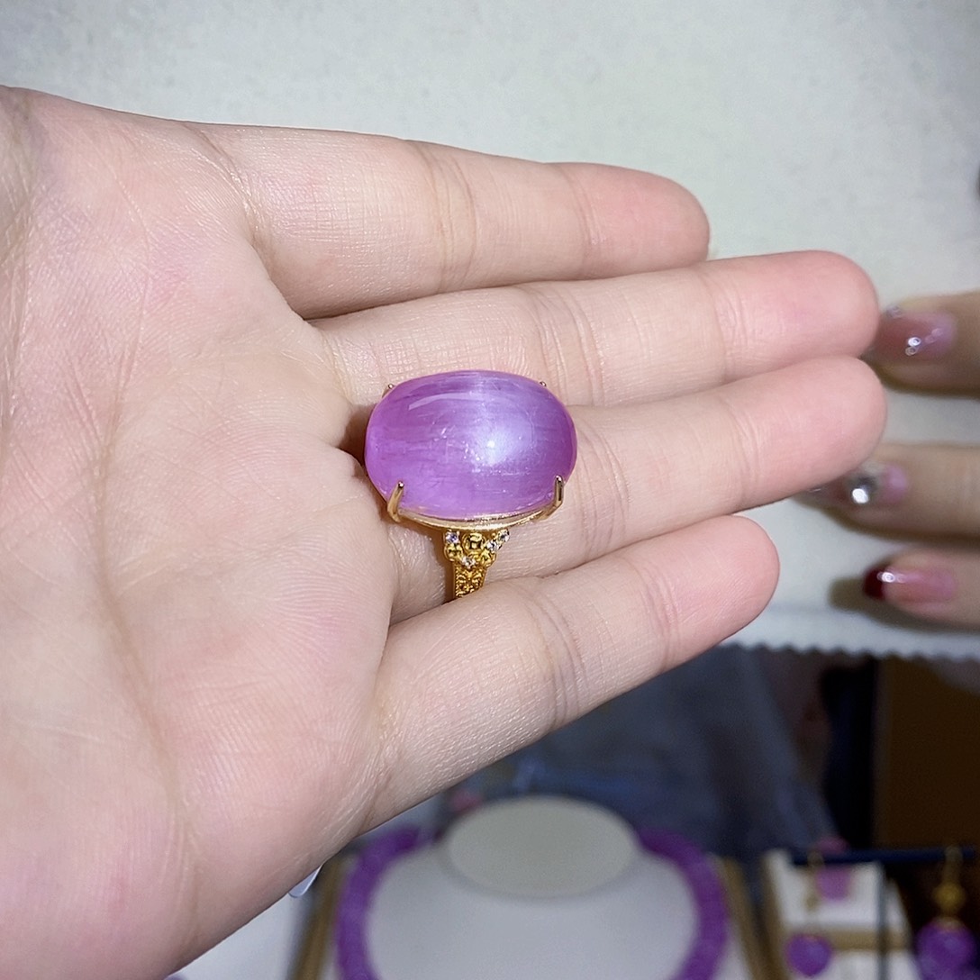 锂辉石紫锂辉高冰收藏级顶配戒指未镶嵌