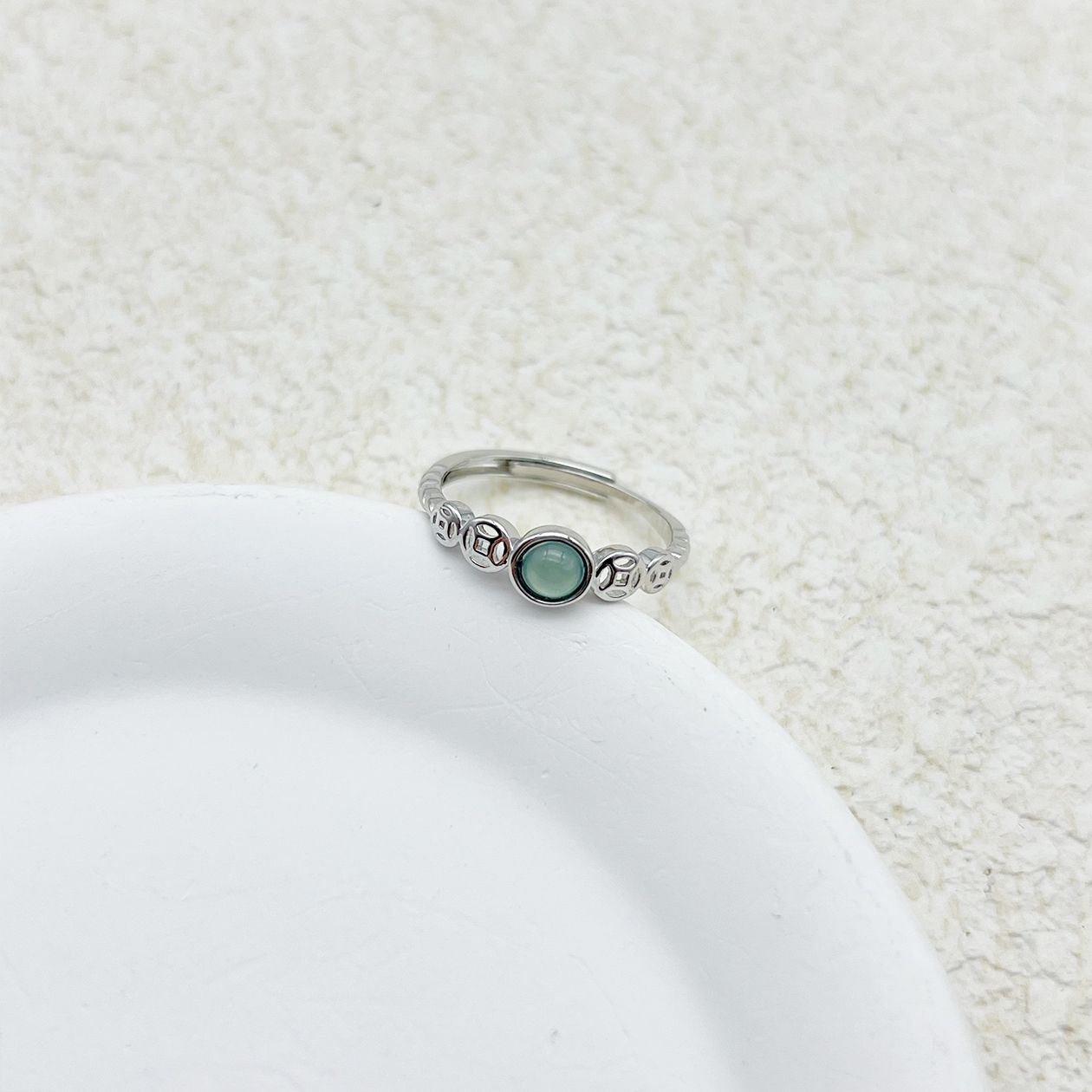 天然翡翠蛋面开口戒指尺寸()-AE001