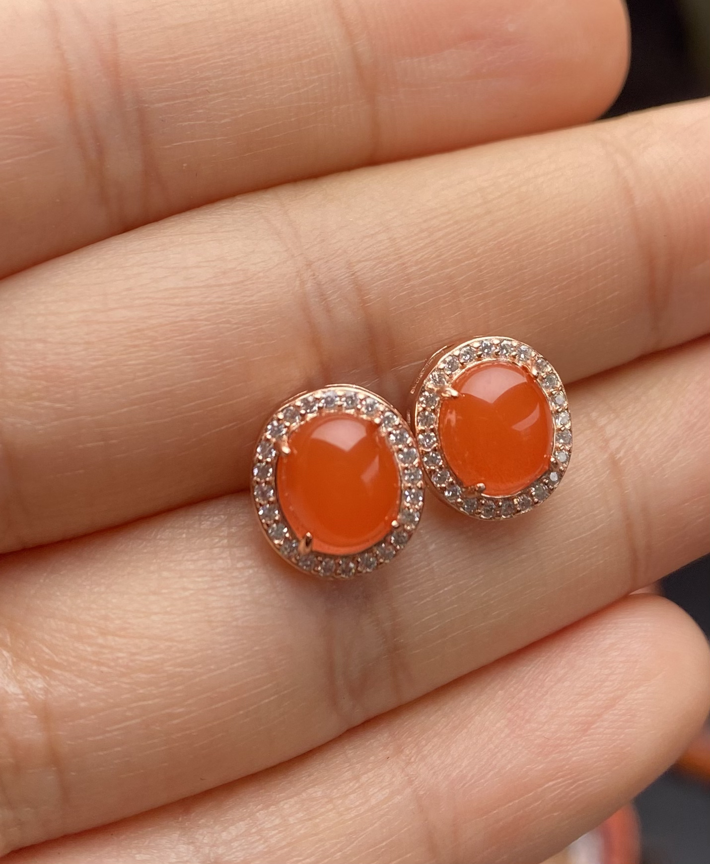 保山南红玛瑙冰红耳钉