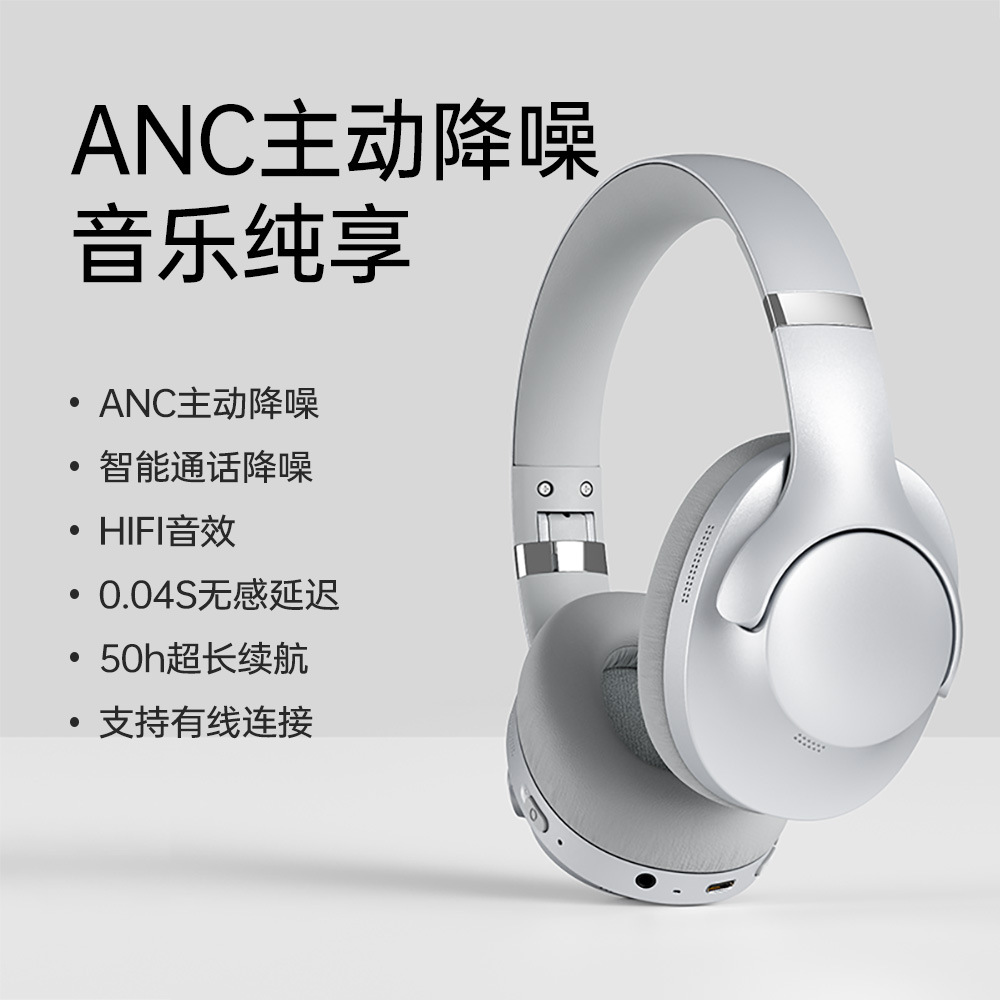 ANC头戴式无线蓝牙耳机超长续航全包耳主动降噪耳机蓝牙电竞男生